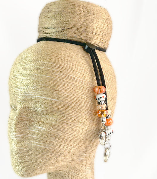 Orange Sherbert Candy Cowrie Sliding Hair Tie- Adjustable Ponytail Holder