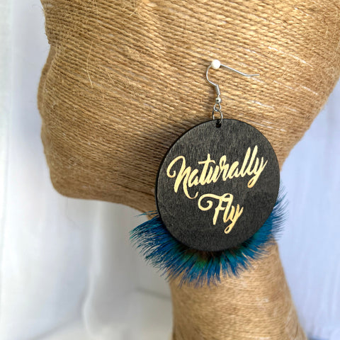 Naturally Fly Teal Ostrich Statement Earrings