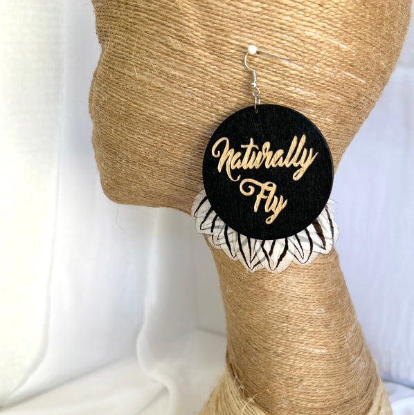 Naturally Fly White Feather Statement Earrings