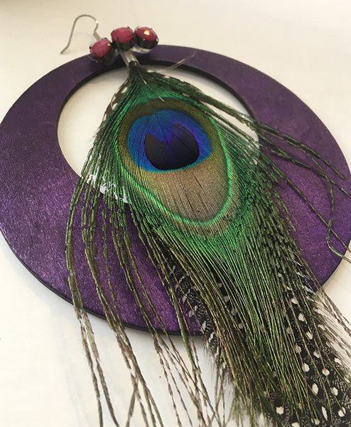 Purple Peacock Statement Earrings - Loccessories™