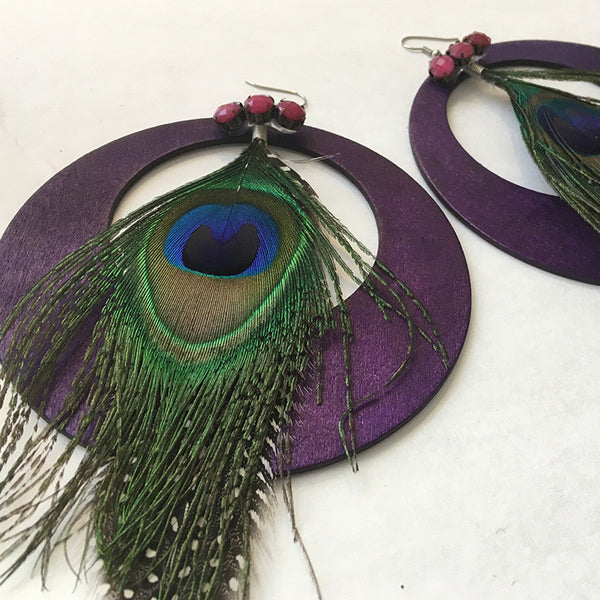 Purple Peacock Statement Earrings - Loccessories™